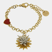 Bracciale in Metallo con riccio di mare placcato oro e argento e cuore