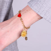 Bracciale in Metallo con riccio di mare placcato oro e cuore