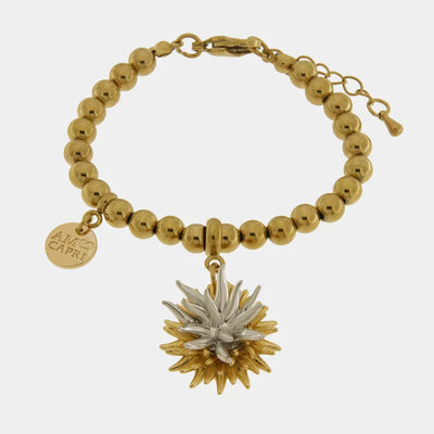 Bracciale in Metallo di perline con riccio di mare placcato oro e argento - BYSIMON gioielli