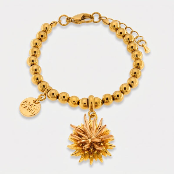 Bracciale in Metallo di perline con riccio di mare placcato oro - BYSIMON gioielli