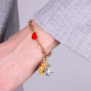 Bracciale in Metallo con riccio di mare placcato oro e argento stella bianca e cuore