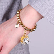 Bracciale in Metallo di perline con riccio di mare placcato oro e argento stella bianca e cuore