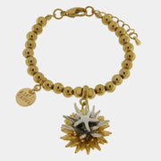 Bracciale in Metallo di perline con riccio di mare placcato oro e argento stella bianca e cuore