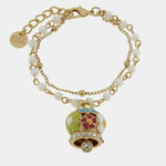 Bracciale in Metallo multifilo bianco con campana a fiori multicolor - BYSIMON gioielli
