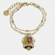 Bracciale in Metallo multifilo bianco con campana a fiori multicolor