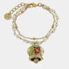 Bracciale in Metallo multifilo bianco con campana a fiori multicolor