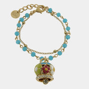 Bracciale in Metallo multifilo azzurro con campana a fiori multicolor