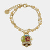 Bracciale in Metallo multifilo giallo con campana a fiori multicolor