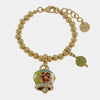 Bracciale in Metallo a perline con campana a fiori multicolor e perla