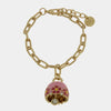 Bracciale in Metallo con campanella rosa e  fiori