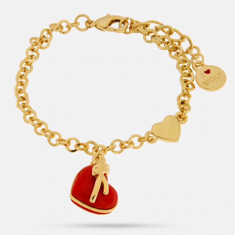 Bracciale in Metallo con cuore rosso e nodo - BYSIMON gioielli