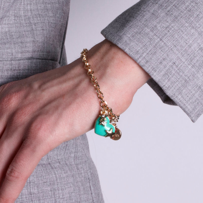 Bracciale in Metallo con cuore verde e stelle