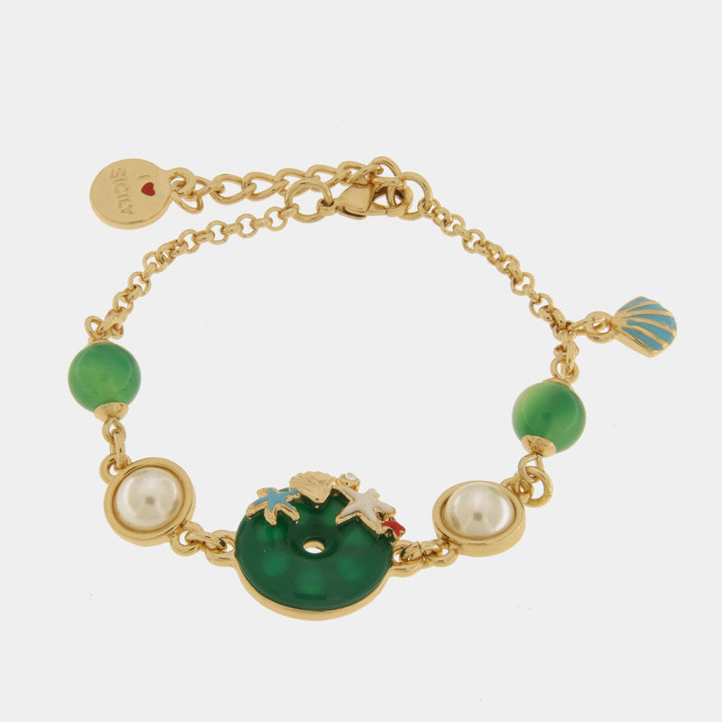 Bracciale in Metallo con pendente verde e stelle marine