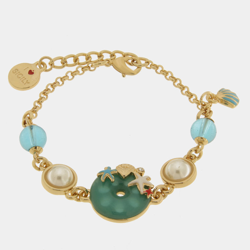 Bracciale in Metallo con pendente  e stelle marine - BYSIMON gioielli