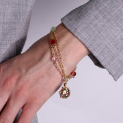 Bracciale in Metallo multifilo con pendente e perline multicolor