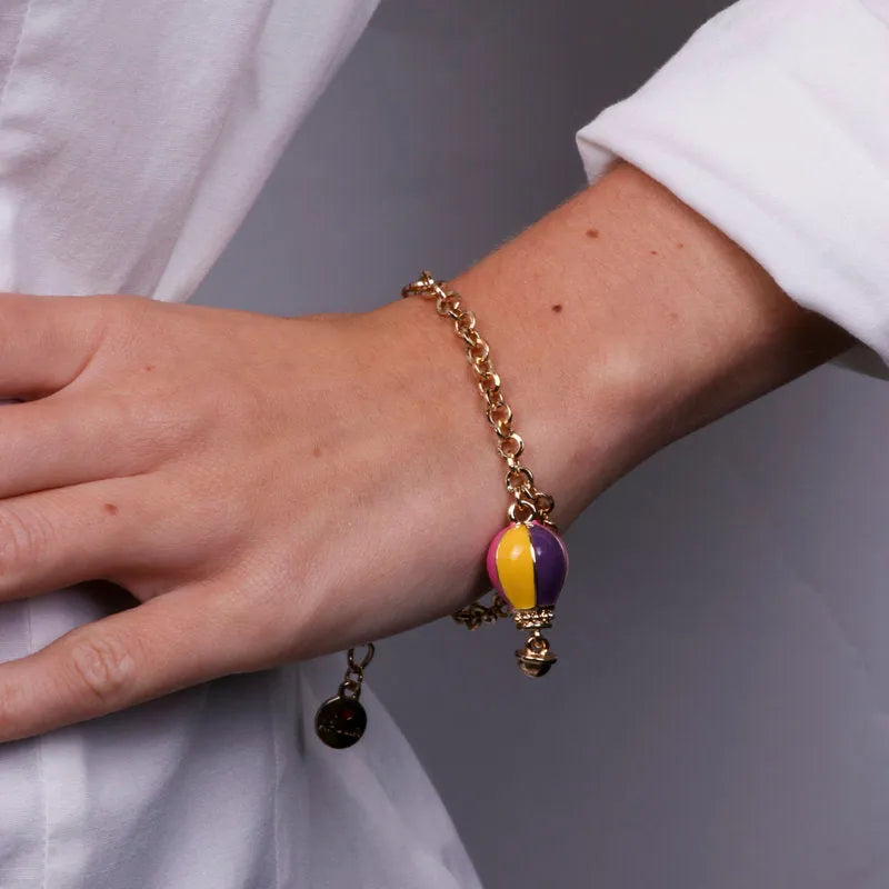 Bracciale in Metallo con mongolfiera multicolor - BYSIMON gioielli
