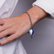 Bracciale in Metallo con mongolfiera blu e azzurra