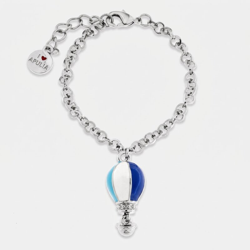 Bracciale in Metallo con mongolfiera blu e azzurra - BYSIMON gioielli