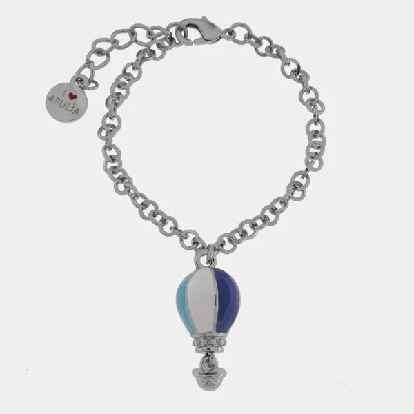 Bracciale in Metallo con mongolfiera blu e azzurra - BYSIMON gioielli