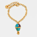 Bracciale in Metallo con mongolfiera blu e azzurra placcata oro - BYSIMON gioielli