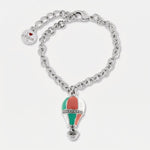 Bracciale in Metallo con mongolfiera rosa e verde - BYSIMON gioielli