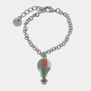 Bracciale in Metallo con mongolfiera rosa e verde