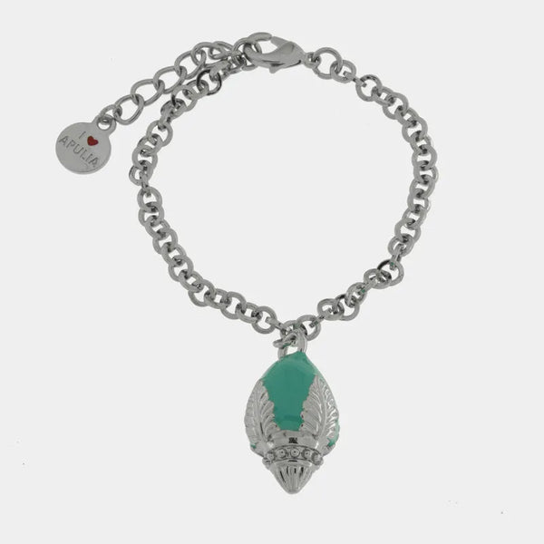Bracciale con pumo pugliese verde portafortuna | pumo portafortuna pugliese | BYSIMON