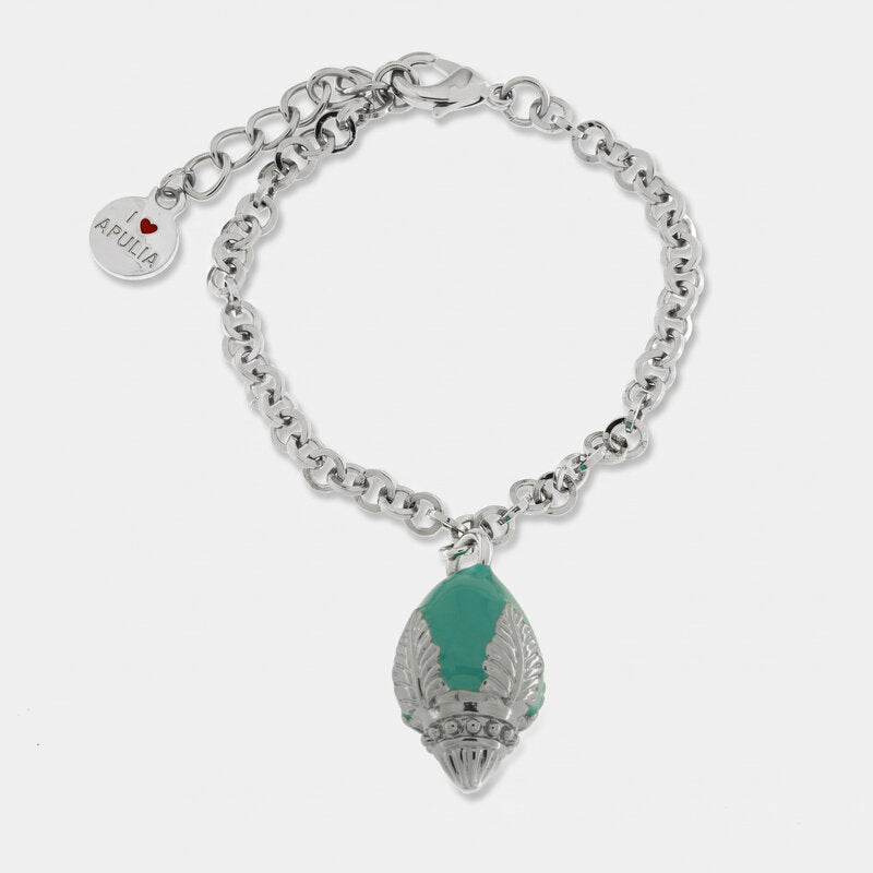 Bracciale con pumo pugliese verde portafortuna | pumo portafortuna pugliese | BYSIMON