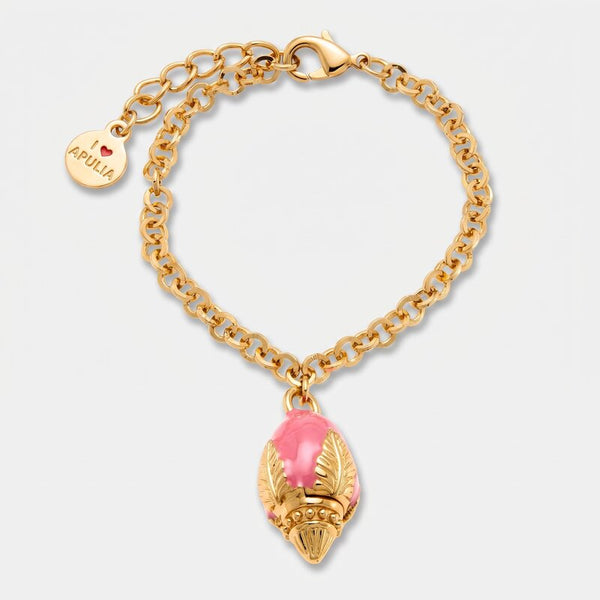 Bracciale con pumo pugliese rosa placcato oro | pumi pugliesi | BYSIMON