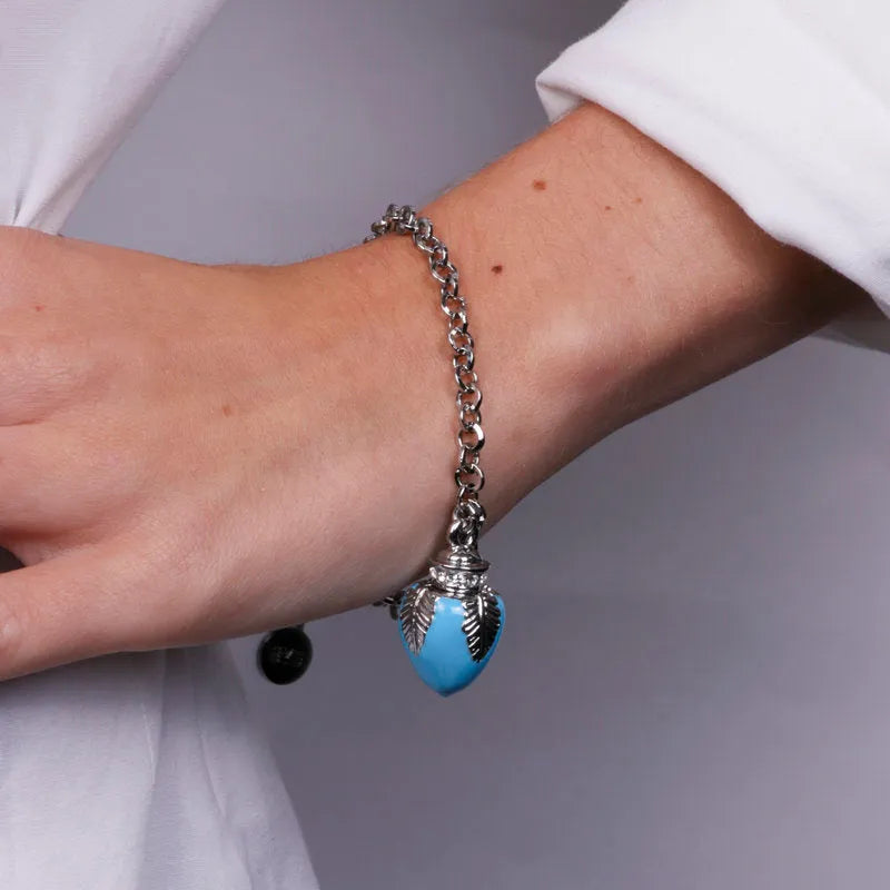 Bracciale in Metallo con pumo azzurra BYS - gioiello BySimon