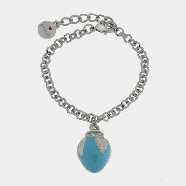 Bracciale con pumo pugliese azzurro portafortuna | gioielli pugliesi | BYSIMON