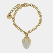 Bracciale in Metallo con pumo bianca e placcatura oro