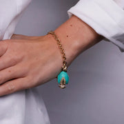 Bracciale in Metallo con pumo verde e placcatura oro