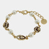Bracciale in Metallo con perle banche e nere