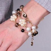 Bracciale in Metallo multifilo con fiore a perle