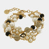 Bracciale in Metallo multifilo con fiore a perle