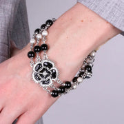Bracciale in Metallo multifilo con fiore nero