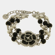 Bracciale in Metallo multifilo con fiore nero