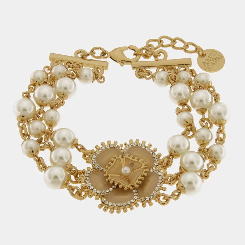 Bracciale in Metallo multifilo con fiore placcato oro