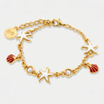 Bracciale con stelle marine bianche e conchiglie rosse | gioielli conchiglia mare | BYSIMON