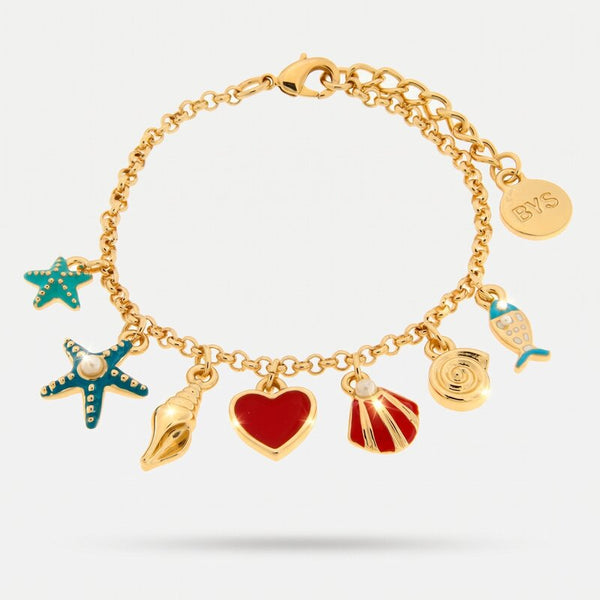 Bracciale con cuore stelle marine e conchiglie | gioielli con conchiglie | BYSIMON
