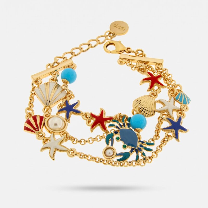 Bracciale con granchio stelle marine pesciolino e conchiglie | gioielli con conchiglie | BYSIMON