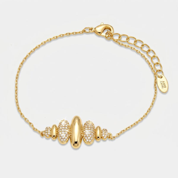 Bracciale in Metallo ovali alternati lisci e pavè - BYSIMON gioielli