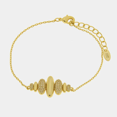 Bracciale in Metallo ovali alternati lisci e pavè - BYSIMON gioielli