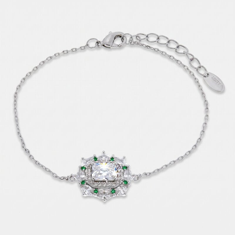 Bracciale in Metallo zirconato con punti luce verdi - BYSIMON gioielli
