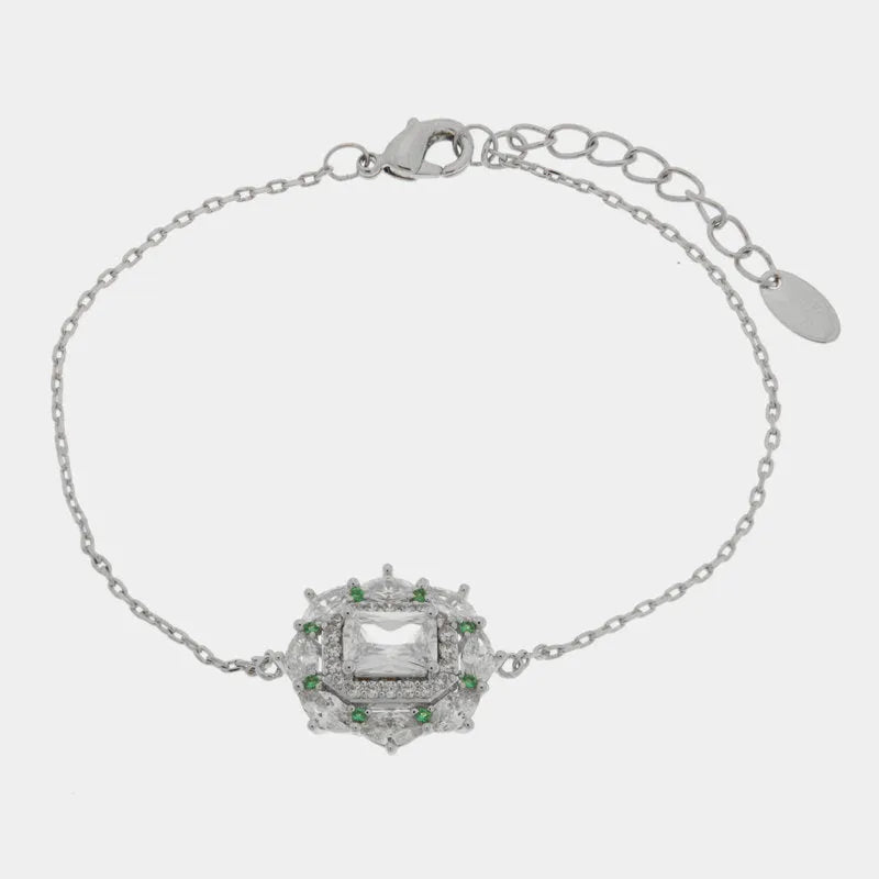 Bracciale in Metallo zirconato con punti luce verdi