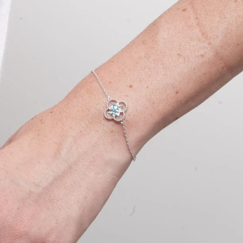 Bracciale in Metallo fiore azzurro