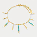 Bracciale in Metallo pendenti lisci e zirconi turchesi - BYSIMON gioielli