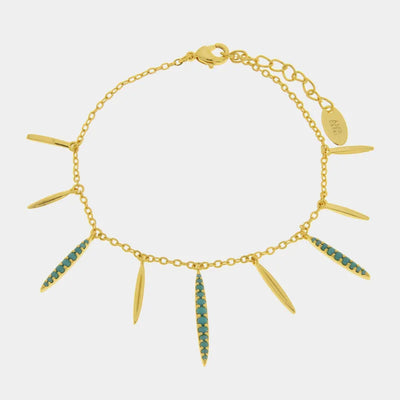 Bracciale in Metallo pendenti lisci e zirconi turchesi
