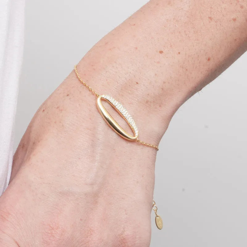 Bracciale in Metallo alternato liscio e pavè - BYSIMON gioielli